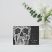 Gothic Skull Head Schwarz-Weiß Tattoo Shop Visitenkarte (Stehend Vorderseite)