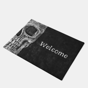 Gothic Skull Head Schwarz-Weiß Willkommen Fußmatte