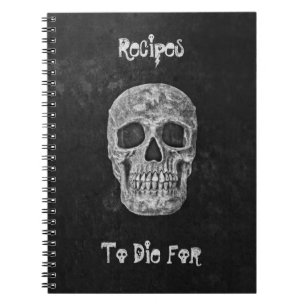 Gothic Skull Head Schwarz-weiße Rezepte für Die Notizblock