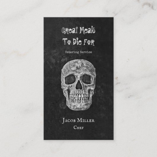 Gothic Skull Head Schwarz-weißer Catering Visitenkarte (Vorderseite)