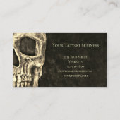 Gothic Skull Head Sepia Black Tattoo Artist Visitenkarte (Rückseite)