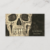 Gothic Skull Head Sepia Black Tattoo Artist Visitenkarte (Vorderseite)