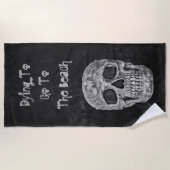 Gothic Skull Head Textur Grunge Schwarz-Weiß Strandtuch (Vorderseite)