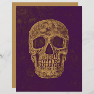 Gothic Skull Head Vintag Lila Gold Decoupage
