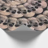 Gothic Skull Head Vintag Sepia Abstraktes Muster Geschenkpapier (Ecke)