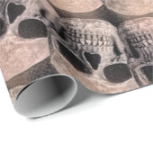 Gothic Skull Head Vintag Sepia Abstraktes Muster Geschenkpapier (Rolleneckpunkt)