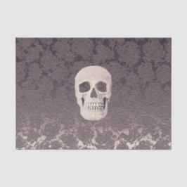 Gothic Skull Head White Gray Moderne Vintage Blüte Seidenpapier