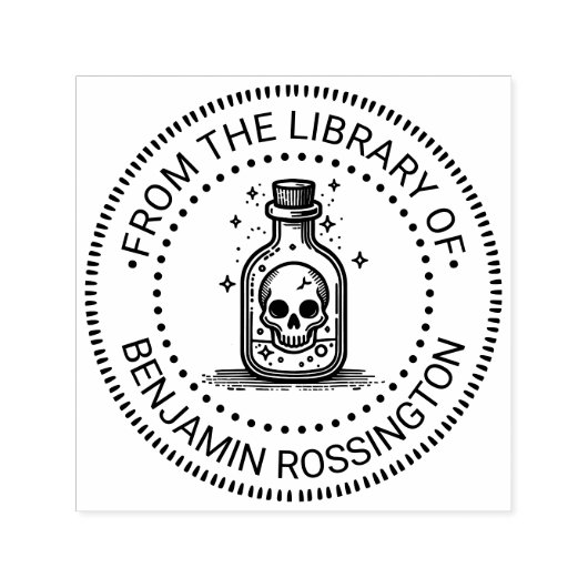 Gothic Skull in Flasche NT Bibliothek Name Permastempel (Design)