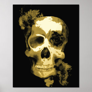 Gothic Skull in Gold Foil Print Foliendrucke