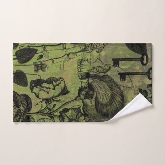 Gothic Skull Key Collage Badhandtuch Set (Handtuch)