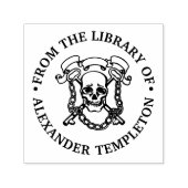 Gothic Skull, Keys, Chains Library Name Monogram Permastempel (Design)