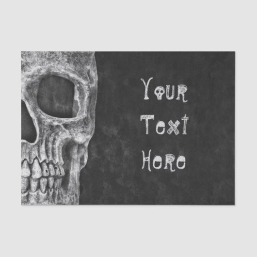 Gothic Skull Kopf Schwarz und Weiß Custom Seidenpapier (Vorderseite)