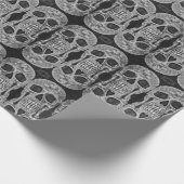Gothic Skull Kopf Schwarz-Weiß Abstraktes Muster Geschenkpapier (Ecke)