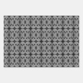Gothic Skull Kopf Schwarz-Weiß Abstraktes Muster Geschenkpapier Set (Vorderseite 3)