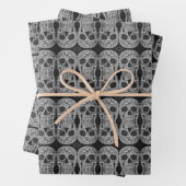 Gothic Skull Kopf Schwarz-Weiß Abstraktes Muster Geschenkpapier Set (Beispiel)