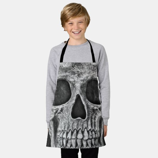 Gothic Skull Kopf Schwarz-Weiß Coole Textur Schürze (Getragen)