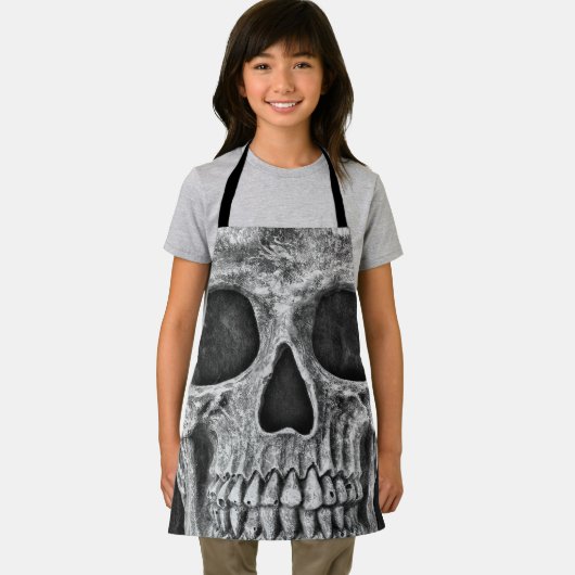 Gothic Skull Kopf Schwarz-Weiß Coole Textur Schürze (Insitu)