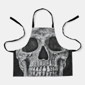 Gothic Skull Kopf Schwarz-Weiß Coole Textur Schürze (Vorderseite)