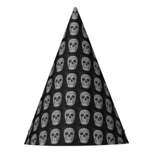 Gothic Skull Kopf Schwarz-Weiß Cooles Muster Partyhütchen
