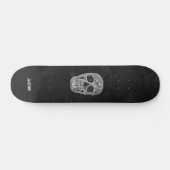 Gothic Skull Kopf Schwarz-Weiß Grunge Textur Skateboard (Horizontal)