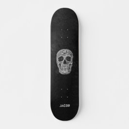 Gothic Skull Kopf Schwarz-Weiß Grunge Textur Skateboard