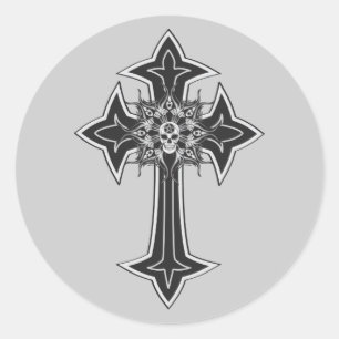 Gothic-Skull-Kreuz Runder Aufkleber