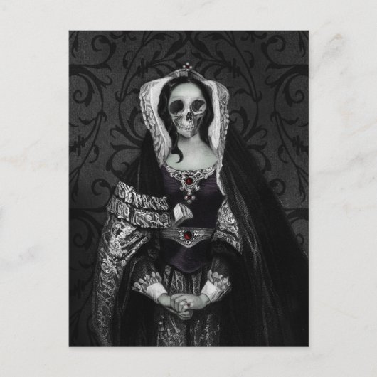 Gothic Skull Lady Postkarte (Vorderseite)