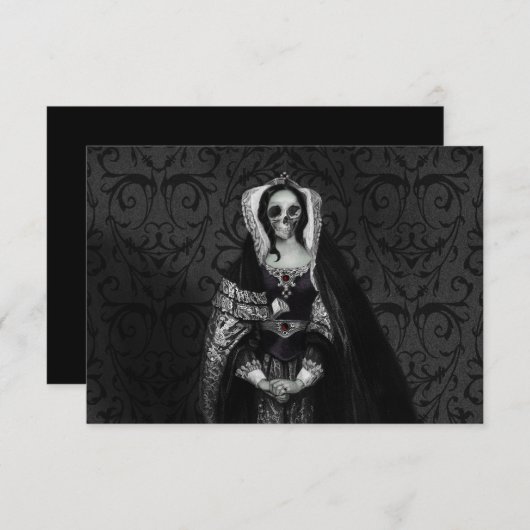 Gothic Skull Lady RSVP Karte (Vorne/Hinten)