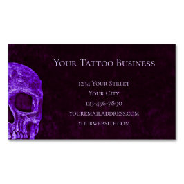 Gothic Skull Lila Burgundy Tattoo Shop Magnetische Visitenkarte