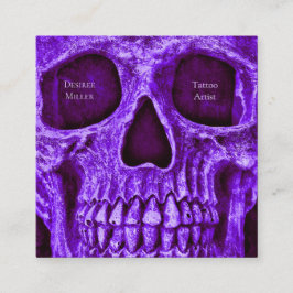 Gothic Skull Lila Burgundy Tattoo Shop Quadratische Visitenkarte