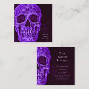 Gothic Skull Lila Burgundy Tattoo Shop Quadratische Visitenkarte