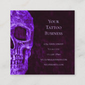 Gothic Skull Lila Burgundy Tattoo Shop Quadratische Visitenkarte (Rückseite)