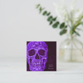 Gothic Skull Lila Burgundy Tattoo Shop Quadratische Visitenkarte (Stehend Vorderseite)