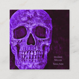 Gothic Skull Lila Burgundy Tattoo Shop Quadratische Visitenkarte
