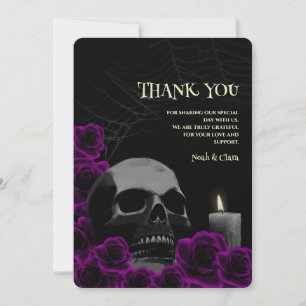 Gothic Skull Lila Rose Halloween Hochzeit Dankeskarte