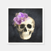Gothic Skull Lila Rose Halloween Serviette (Vorderseite)