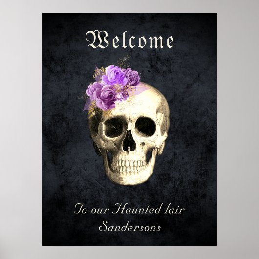 Gothic Skull Lila Rose Personalisiert Halloween Poster (Vorne)