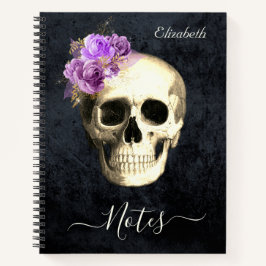 Gothic Skull Lila Rose Personalisiert Notizblock