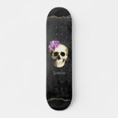 Gothic Skull Lila Rose Personalisiert Skateboard (Vorne)