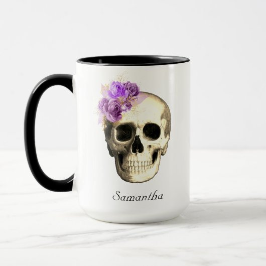 Gothic Skull Lila Rose Personalisiert Tasse (Links)