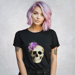 Gothic Skull Lila Rose Schwarz T-Shirt