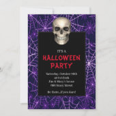 Gothic Skull Lila Spider Web-Halloween-Party Einladung (Vorderseite)