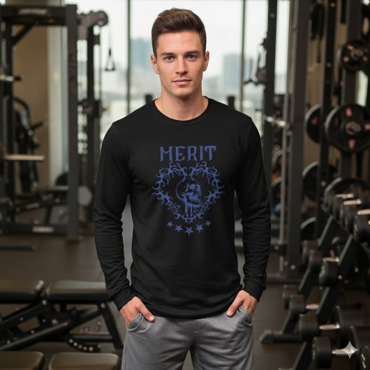 Gothic Skull MERIT Graphic Black T-Shirt Tri-Blend Shirt
