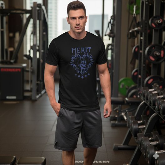 Gothic Skull MERIT Graphic Black T-Shirt Tri-Blend Shirt