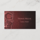 Gothic Skull Metallic Red Pink Tattoo Shop Visitenkarte (Vorderseite)