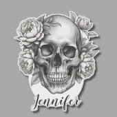 Gothic Skull mit Peonies Monogram wasserdicht Aufkleber