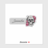Gothic Skull mit Pink Peonies ID Aufkleber (Blatt)