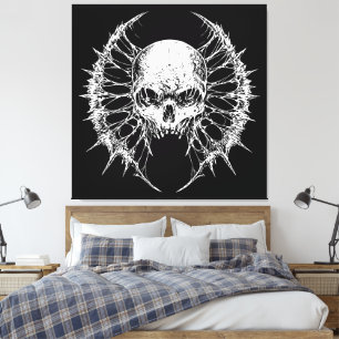 Gothic Skull mit Webbed Wings Leinwanddruck