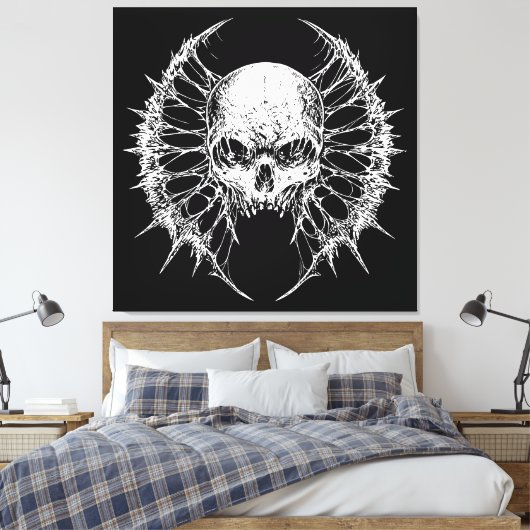 Gothic Skull mit Webbed Wings Leinwanddruck (Insitu (Schlafzimmer))