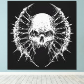 Gothic Skull mit Webbed Wings Leinwanddruck (Insitu (Holzboden))